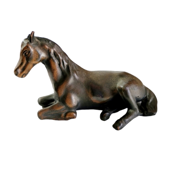Vintage Bronze Resting Horse Sculture, Equine Figurine 5"L x 3"H - Picture 9 of 11